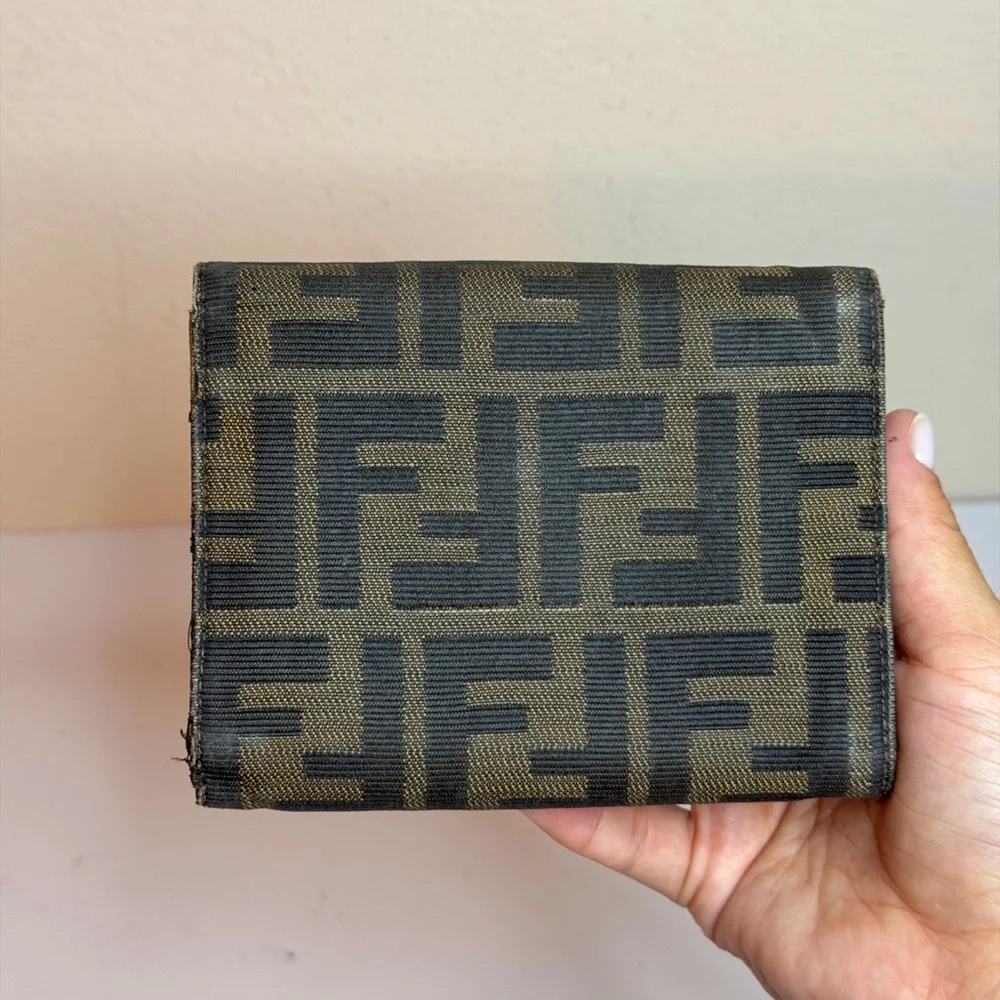 Vintage Fendi Zucca Canvas Compact Wallet